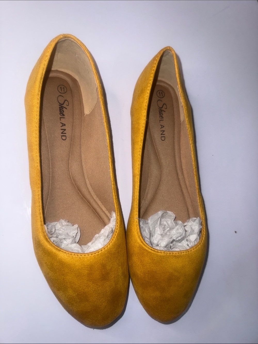 Women's Yellow Suede Ballet Flats